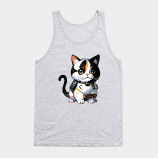 Star Cat Tshirt and Stickers Design Cute Cat Sci-Fi Characters Robot Carousel Tank Top